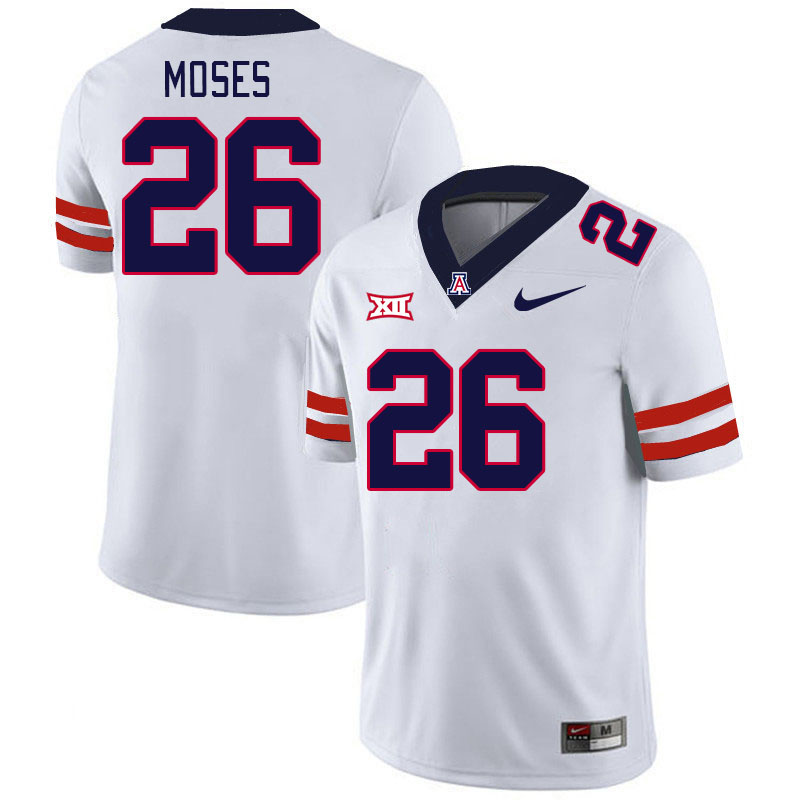 Arizona Wildcats #26 Canyon Moses Big 12 Conference College Football Jerseys Stitched Sale-White